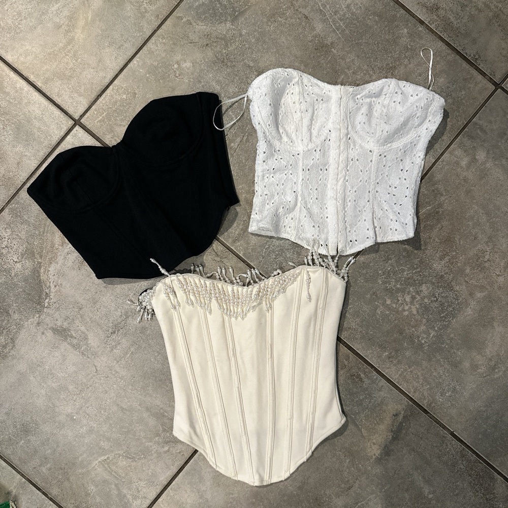 Zara Women's Corset Tops - Black, White, Cream